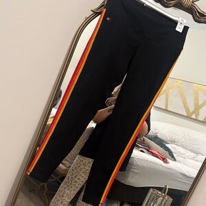 Aviator Nation Black Leggings with Bold Stripes
